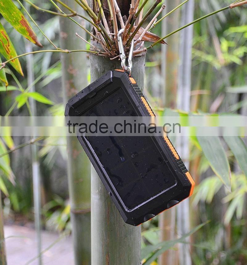 CE FCC ROHS certificated solar charger power bank 10000mah waterproof IP68