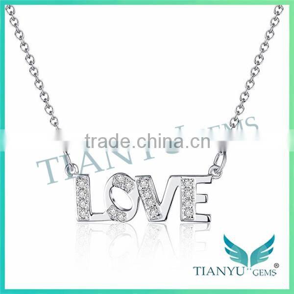 Wholesale 925 Sterling Sliver Pendants Charms LOVER Alphabet 8 Hearts & Arrows Moissanite Pendants Necklace