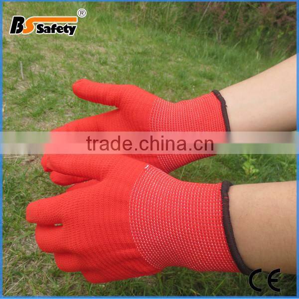 BSSAFETY china supplier cheap polyester or nylon knit garden glove