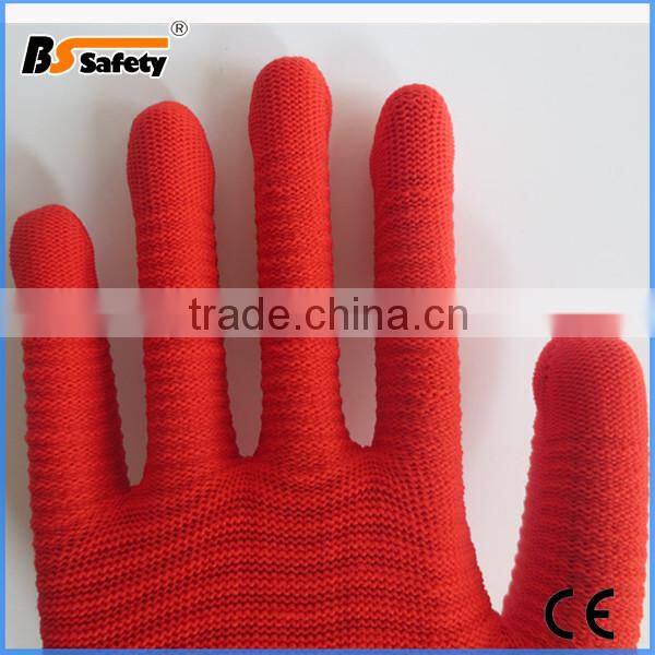 BSSAFETY china supplier cheap polyester or nylon knit garden glove