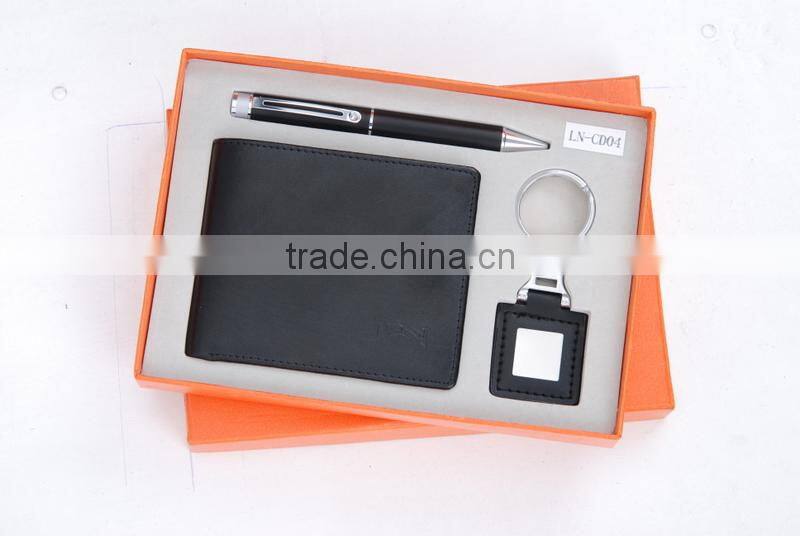 Leather business gift set with key chain