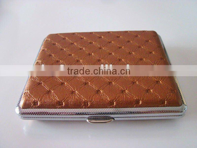 Punctate metal cigarette case. PU leather cigarette case.