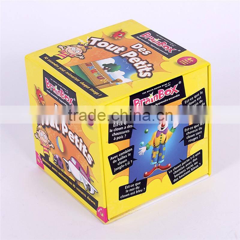 Lid hinged base with extend flap rigid paper print box for play card