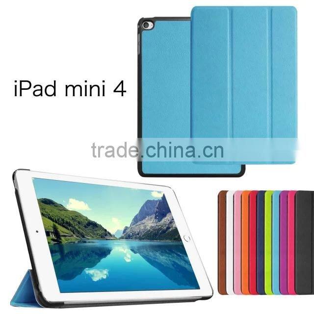 Quality Karst Texture Leather for iPAD MINI 4 MINI4 Leather Case foldable smart case Business Protective case PC+ PU
