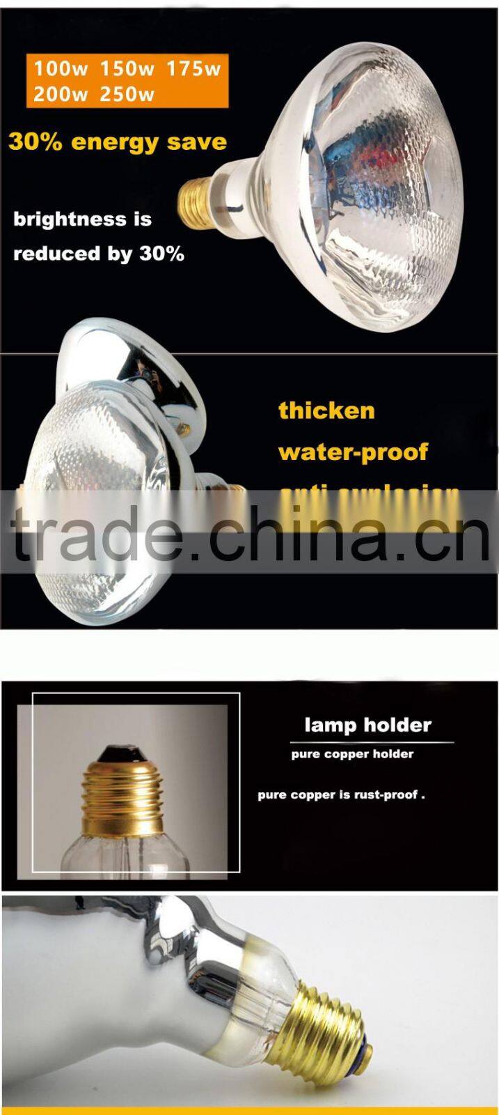 Infrared heating lamp for animals waterproof explosion proof infrared heat lamp