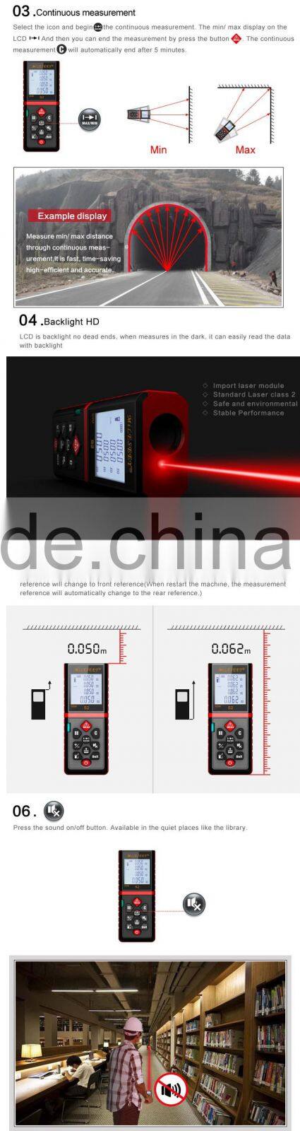 60m Digital Laser Distance Meter Rangefinder OEM Laser Measurer Handheld Laser Measuring Instrument