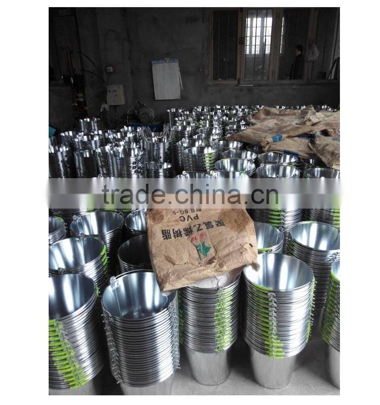 10L Metal Galvanized Buckets with wooden handle for US