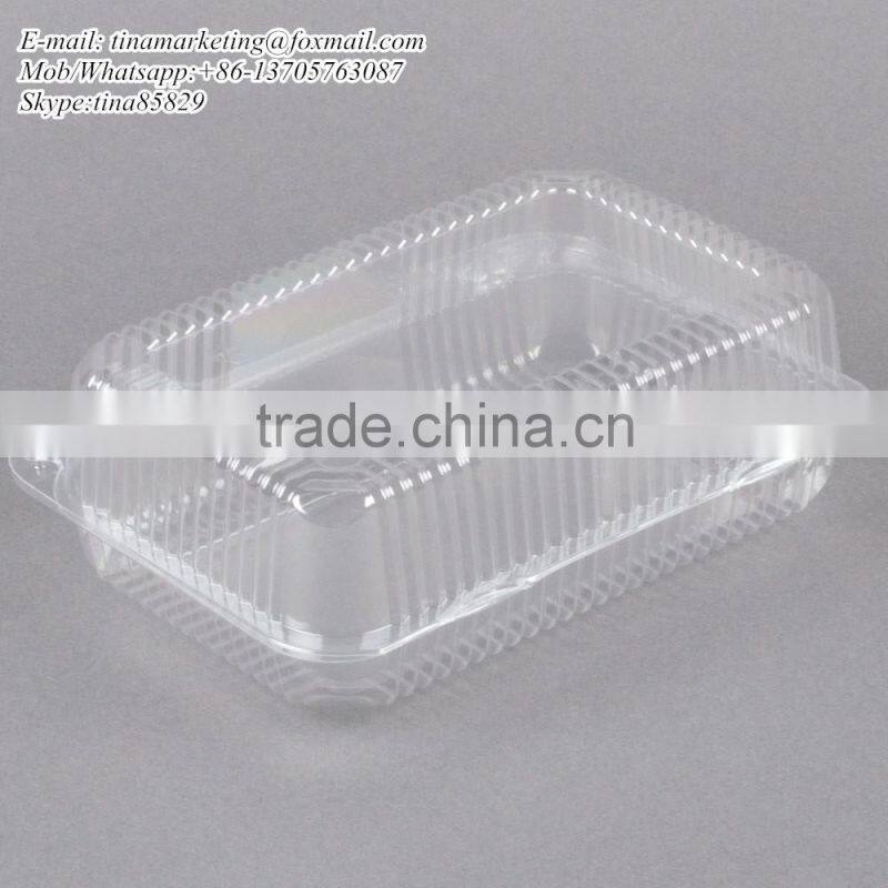 OPS Plastic Clear Clamshell Cake Container with Dome Hinged Lid Cheap Price