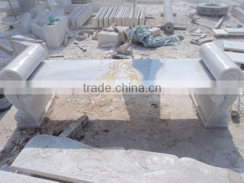 Garden White Marble Stone Bench Carving