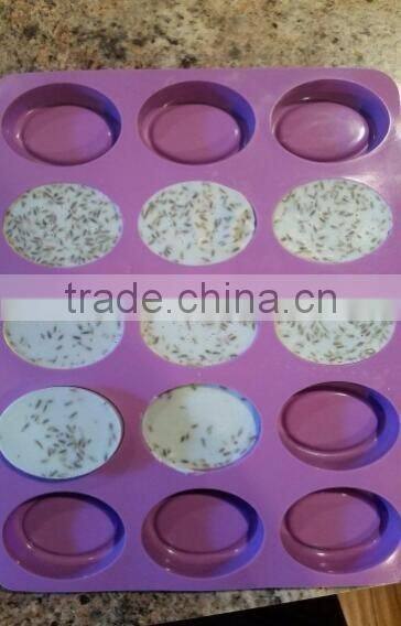 15 Cavity Oval Shaped Silicone Handmade Flexible Cake Soap Mold
