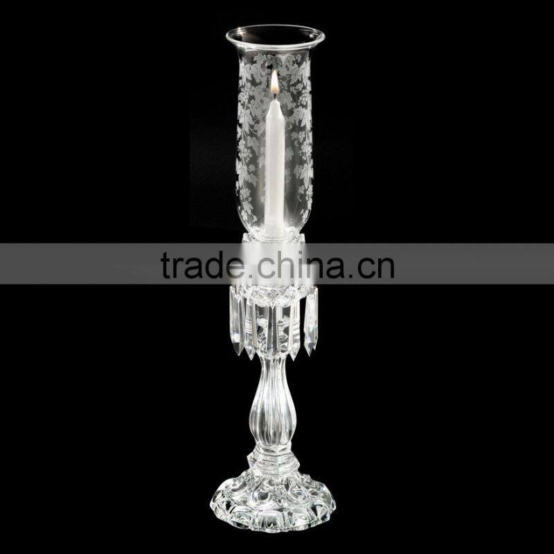 2016 new design crystal candle holder with hangings for wedding centerpieces