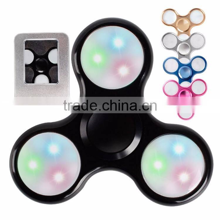 The LED Finger Hand Gyro Fidget Wind Spinner Flashing Lights Metal Gyro Toy