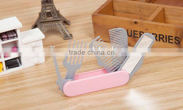 5 In 1 Folding Hair Comb Mirror Brush Comb Set Hair Combs