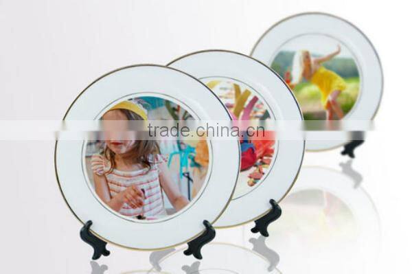 Sublimation Blank Double Gloden Rim Ceramic Plate For Heat Transfer Printing