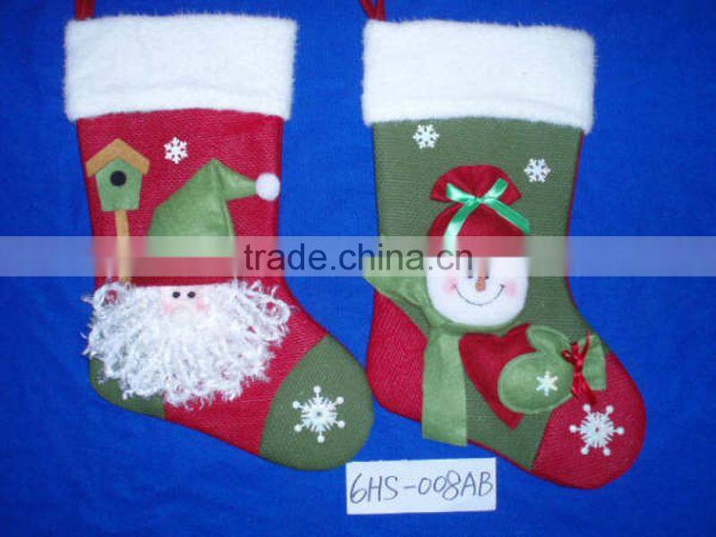150505 Felt Christmas Stocking with Santa Snowman and Reindeer