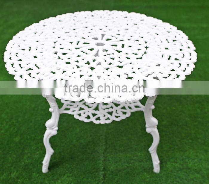 White outdoor furniture kids table and chair set cast aluminum patio sets