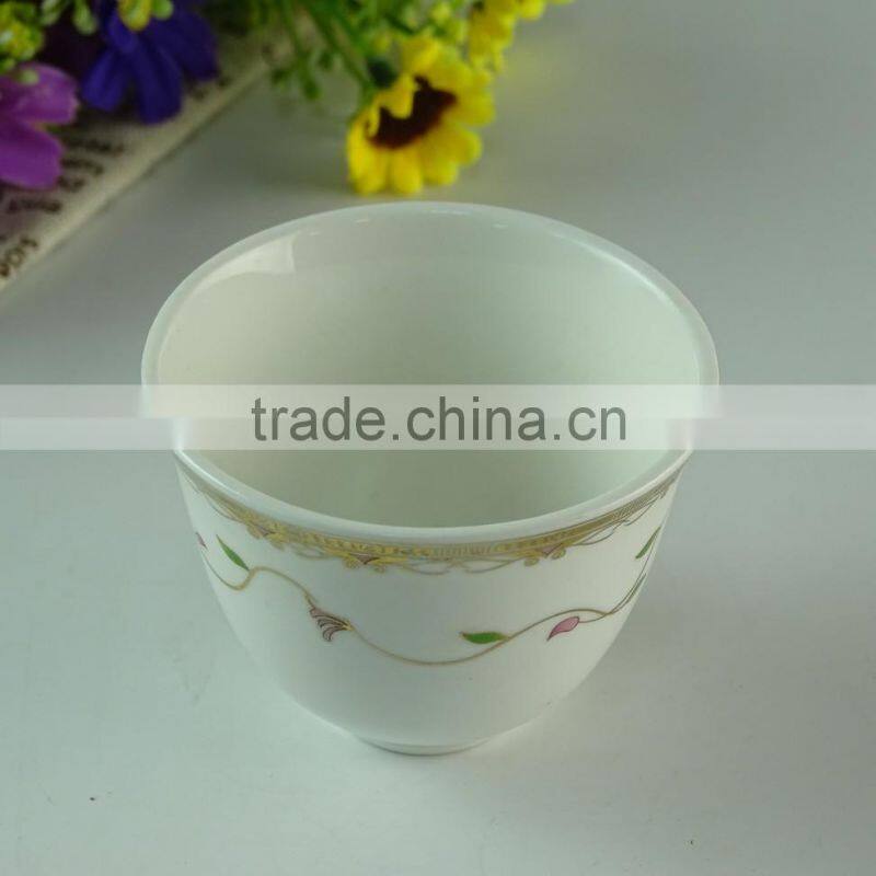 Big quantity cheap white round ceramic cawa cup with decal stock