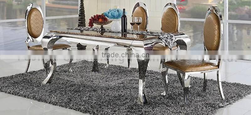 simple designs 4 stainless steel legs marble top dining table