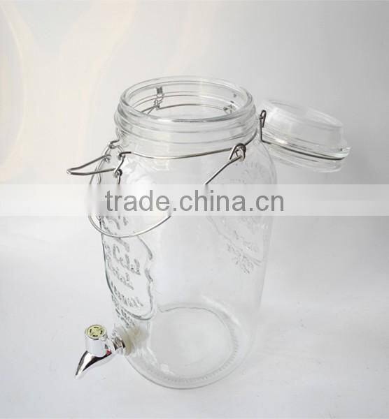 ice cold airtight portico glass drink dispenser with metal clip top lid