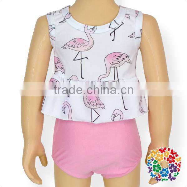 little baby girl two pieces pink swan swimsuit