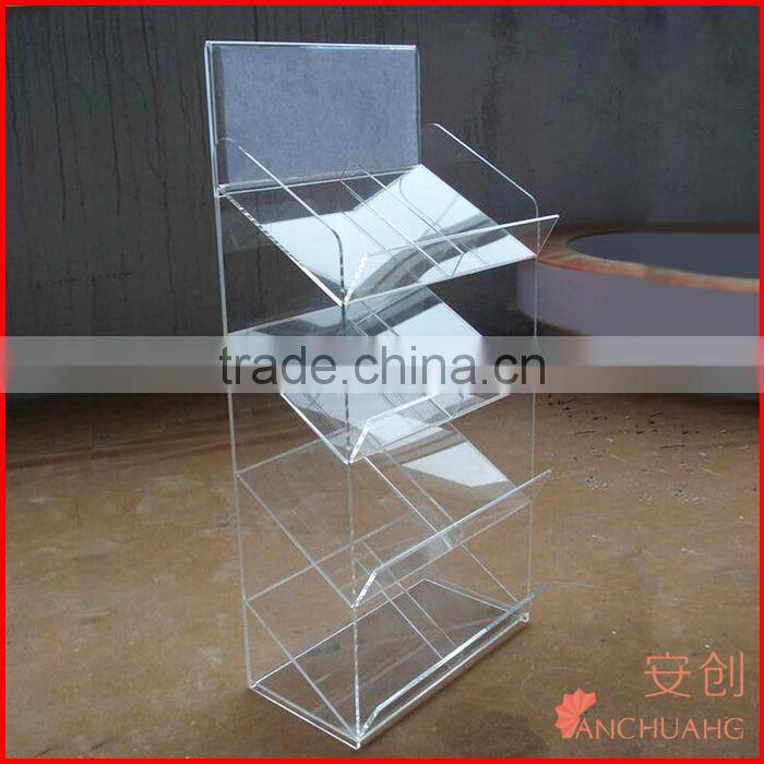 Clear Acrylic Officemate Multi-Use Literature Holder Brochure Rack with Tiered Dividable Pockets