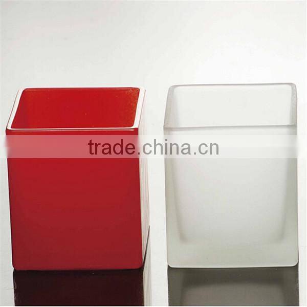 Creative Color Glass Candle Holder Square Candle Stand Party Decoration Premiums Gift
