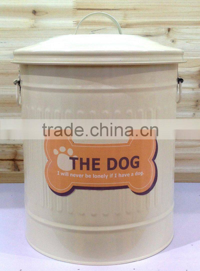 Metal Dog Pet Food Storage Bin Tin/Galvanized Trash Can/Garbage Bin