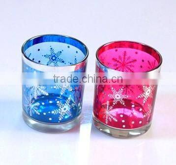 colorful glass candle holder snowflake for Christmas