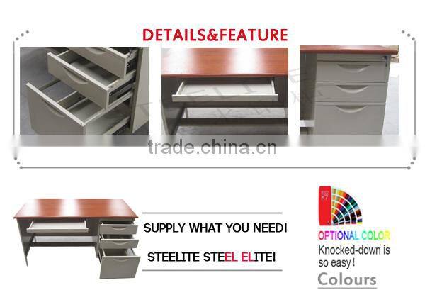 Luoyang steel office furniture computer desk, desktop computer table with a small cabinet and drawer