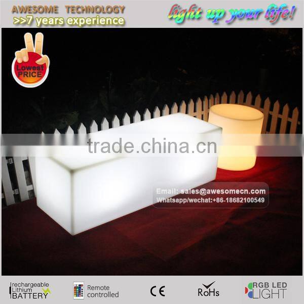 rectangular long led bench / garden light up square bench