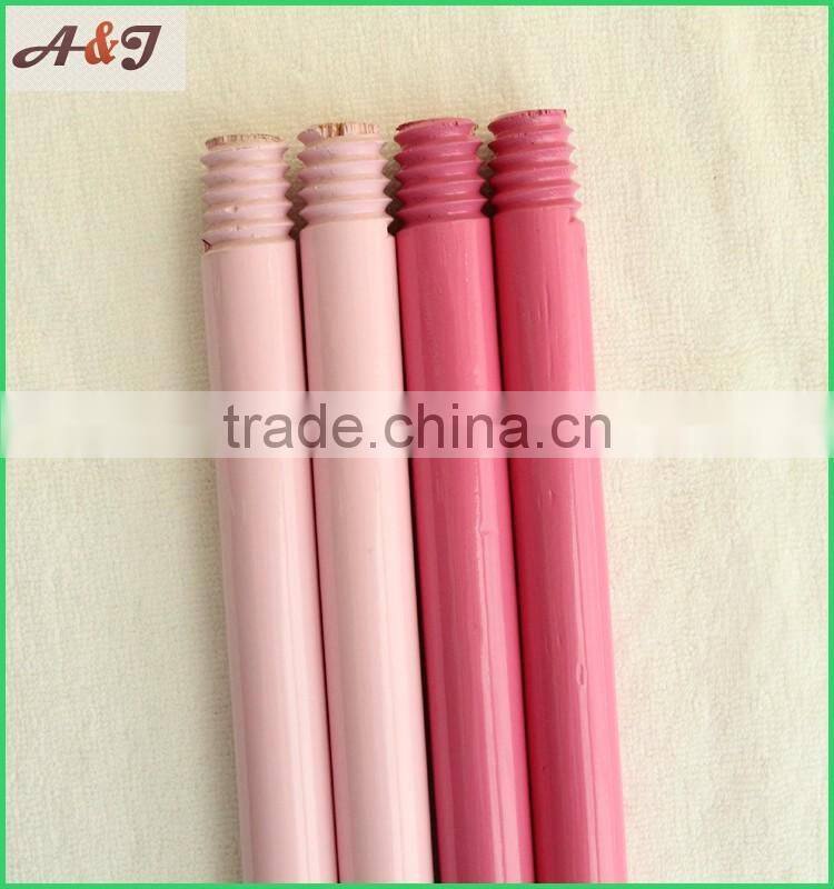 Colorful varnished wooden broom handle with 7.8cm plastic cap