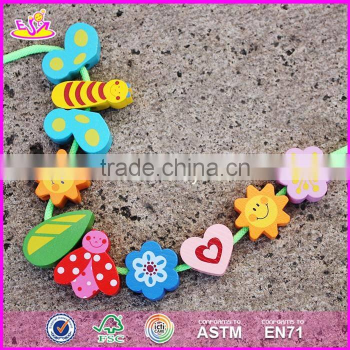 2017 New design 10 pieces beads children preschool wooden lacing toys W11E064-S