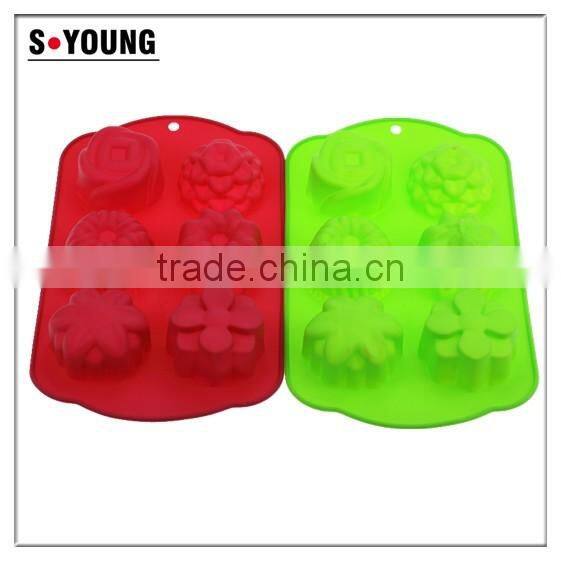 11031 Six flower shaped promotional gift silicone cake mold