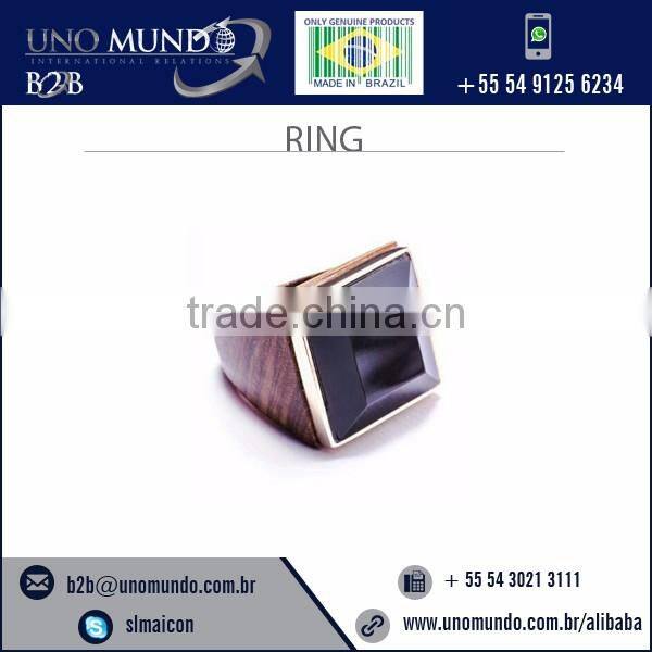 Superior Look Black Wood and Stone Ring Available at Wholesale Price