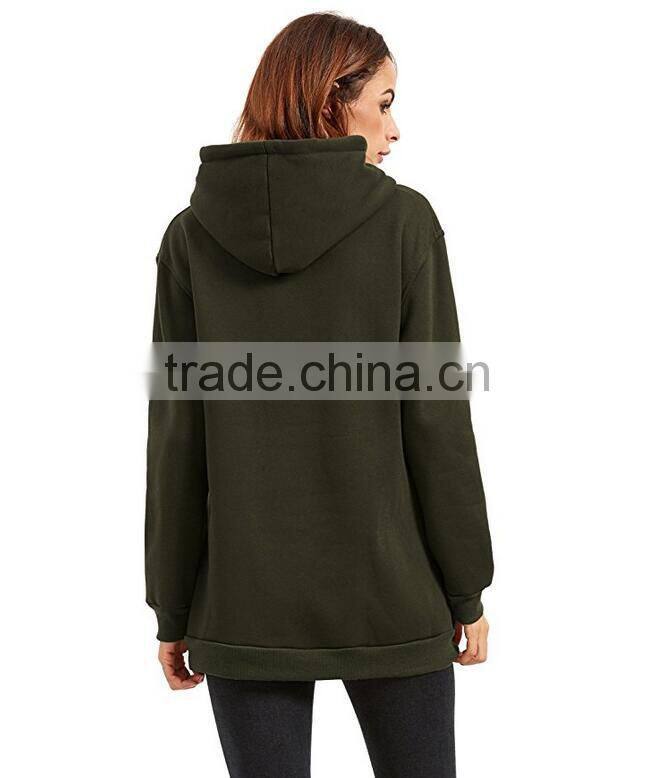 Female Hoodies High Quality Blank Wholesale Loose Fit Pullovers Sweater Side Zipper Spring Custom Longline Hoodies