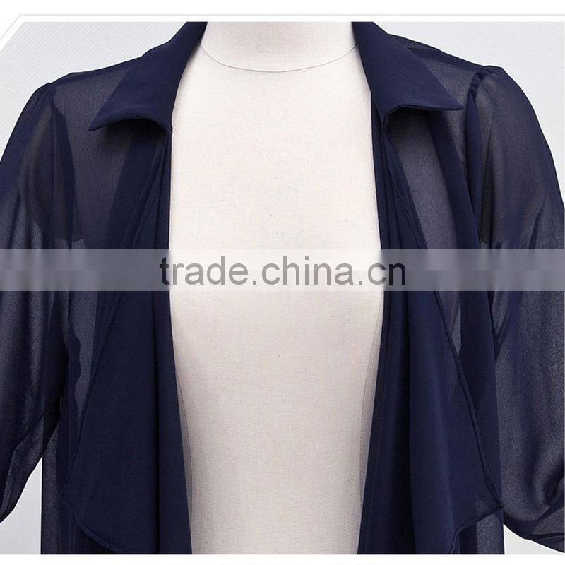 Autumn womens new loose cardigan coat lapel suit jacket Top Shirt chiffon Thin Blazers