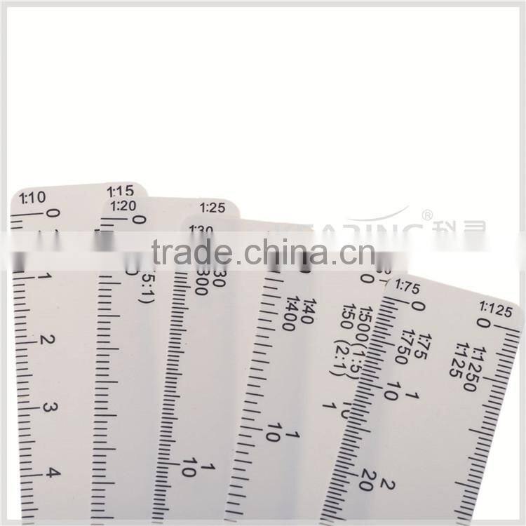 Kearing Brand Promotional Plastic Fine Shaped Scale Ruler ( 5pcs as 1 set ) with metal rivet # 8500-5