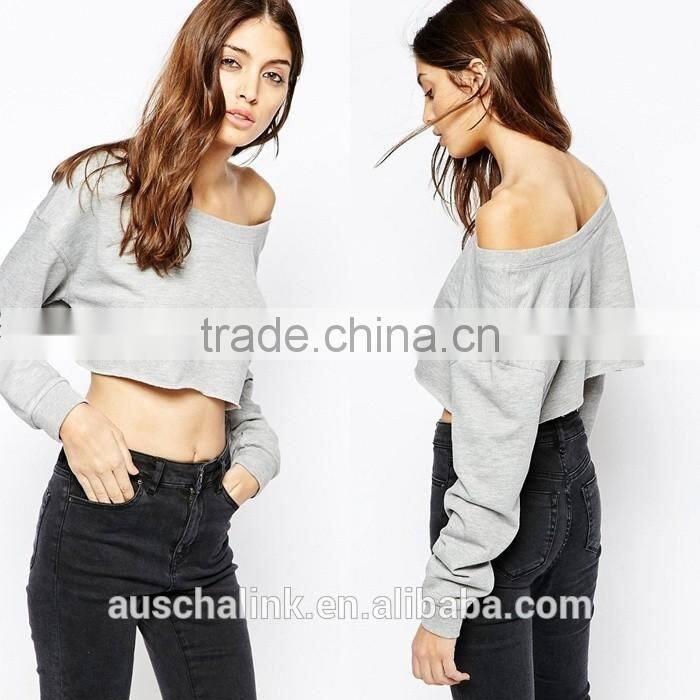 lady off shoulder grey fashion weet jogging slouchy sweat