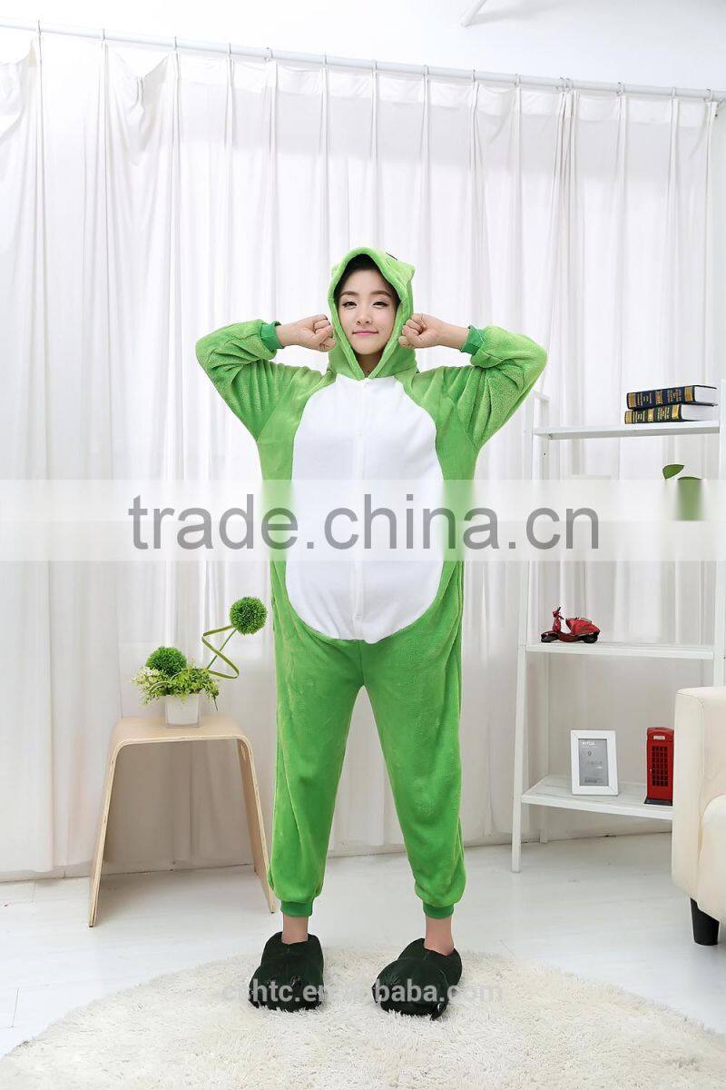 flannel cartoon adult animal jumpsuit animal pajamas jumpsuit frog design