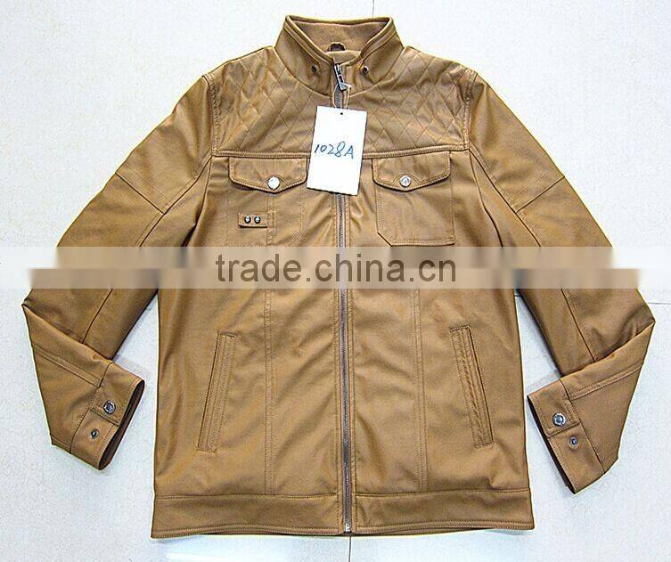 stocklot Winter coat pu leather jacket for men