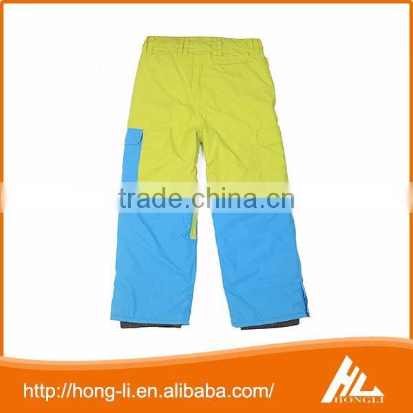 Fashion style breathable windproof waterproof yellow and blue outdoor ski pants