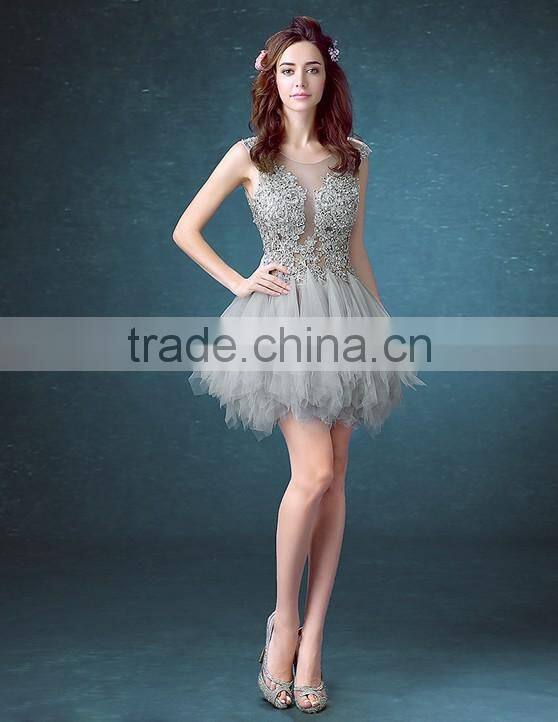 2015 western style cocktail gray lace dress mother of the bride