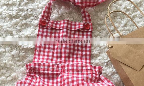 New arrival red plaid organic cotton seersucker bubble plain romper baby clothes