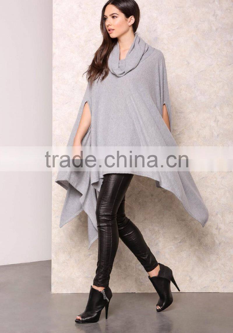 MGOO Popular Cheap Price Grey Poncho Tops Loose Oversizes Heather Cowy Fleecey Women Clothing Manufacturer