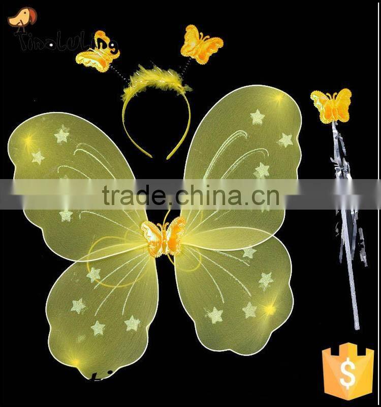 Fancy Girls Party Decorations Kids Butterfly Fairy Wing Red Nylon Butterfly Wings Sets