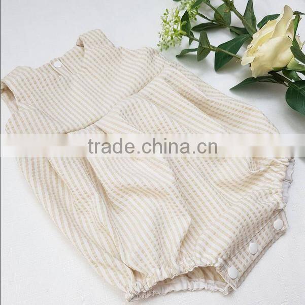 Wholesale Seersucker Baby Clothes Baby Rompers Infant Grey Sleeveless Girls Bodysuit