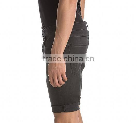 black distressed zipper fly denim shorts