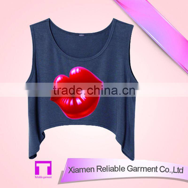 32S cotton prints summer ladies custom tank top wholesale for women