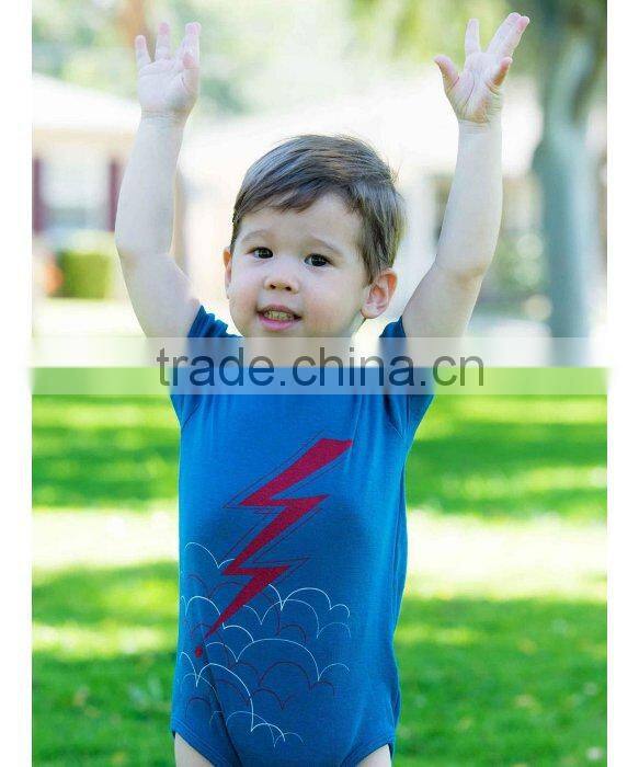 wholesale 100% organic baby onesie lightning printed
