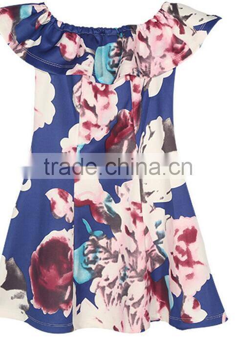 Runwaylover EY2195D Cap Sleeve Ladies Fashion Off-Shoulder Printed Casual Dress